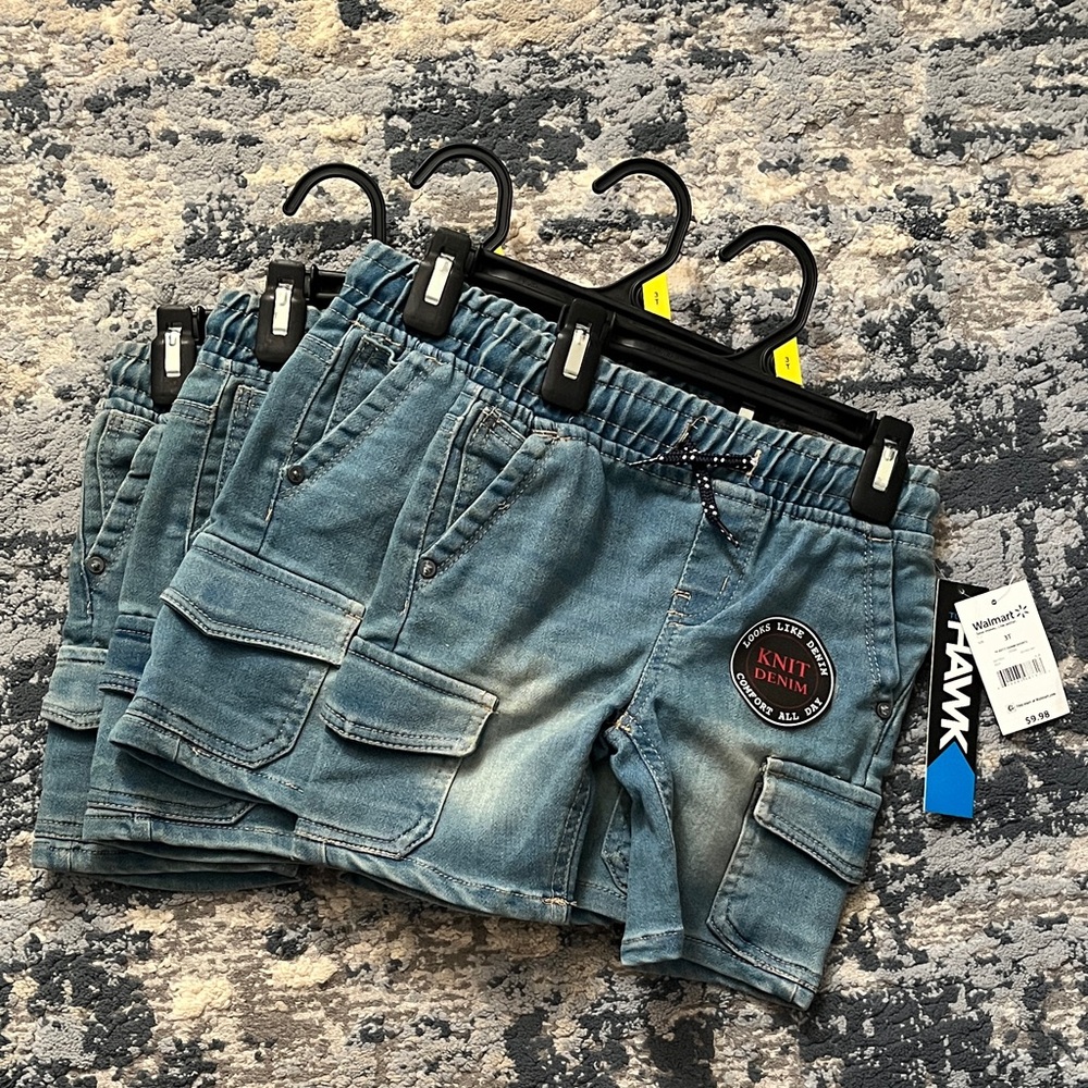 NWT Boys 3T Denim Cargo Shorts Set of 4